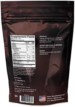 BariatricPal Sugar-Free Calcium Citrate Soft Chews 500mg with Probiotics (90 Count) - Chocolate Mint