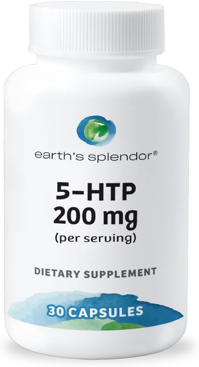 Earth's Splendor 5-HTP Supplement for Men & Women, No Artificial Preservatives Color or Flavor Non-GMO 100 MG