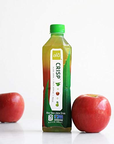 ALO Aloe Vera Juice Drink | CRISP - Pomegranate + Cranberry | 16.9 fl oz, Pack of 12 | Plant-Based Drink with Real Aloe Pulp