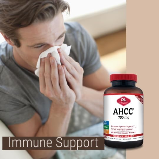 Olympian Labs Premium AHCC Supplement 750mg of AHCC per Capsule – Supports Immune Health, Liver Function, and Natural Killer Cell Activity - Bulk 120 Servings
