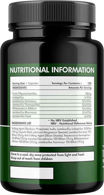 Probiotics & Prebiotics | 435 Billion CFU | Bio Cultures Complex | 120 Vegetarian Capsules for Women & Men - Lactobacillus Acidophilus, Bifidobacterium, Rhamnosus & Reuteri - Advanced Multi-Strain