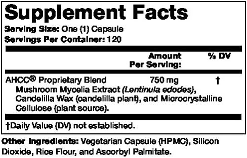 Olympian Labs Premium AHCC Supplement 750mg of AHCC per Capsule – Supports Immune Health, Liver Function, and Natural Killer Cell Activity - Bulk 120 Servings