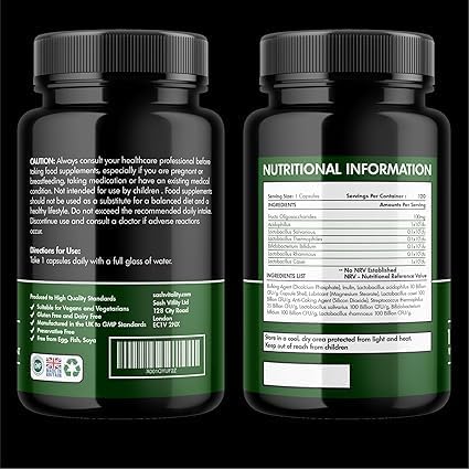 Probiotics & Prebiotics | 435 Billion CFU | Bio Cultures Complex | 120 Vegetarian Capsules for Women & Men - Lactobacillus Acidophilus, Bifidobacterium, Rhamnosus & Reuteri - Advanced Multi-Strain