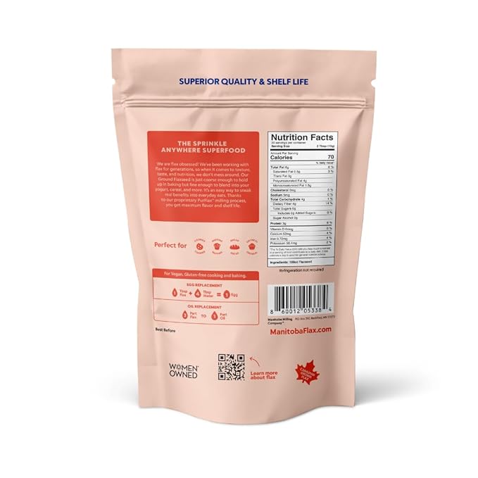 Premium Flaxseed Powder (NEW LOOK!) | Manitoba Flax by Manitoba Milling Co.| 1 lb. bag | 3000 mg Omega-3, Fiber, Plant Protein | Vegan, Non-GMO, Gluten Free | Use in smoothies, oatmeal, yogurt, baked goods, dressings and sauces, and more