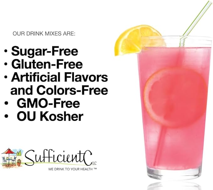Sufficient C - Glutenizer Force Plus Kiwi-Strawberry Digestive-Ade Drink Mix - Naturally Effective, Premium, Full Spectrum Enzyme Blend with 2,000 mg. Vitamin C - Acid Reflux, Indigestion Solution