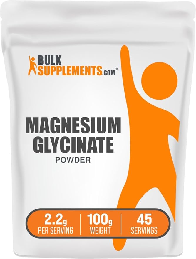 BulkSupplements.com Magnesium Glycinate Powder - Magnesium Glycinate 300mg, Highly Absorbable - Gluten Free, 2.2g per Serving, 100g (3.53 oz) (Pack of 1)