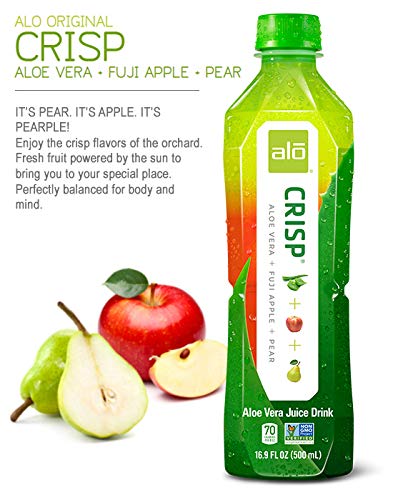 ALO Aloe Vera Juice Drink | CRISP - Pomegranate + Cranberry | 16.9 fl oz, Pack of 12 | Plant-Based Drink with Real Aloe Pulp
