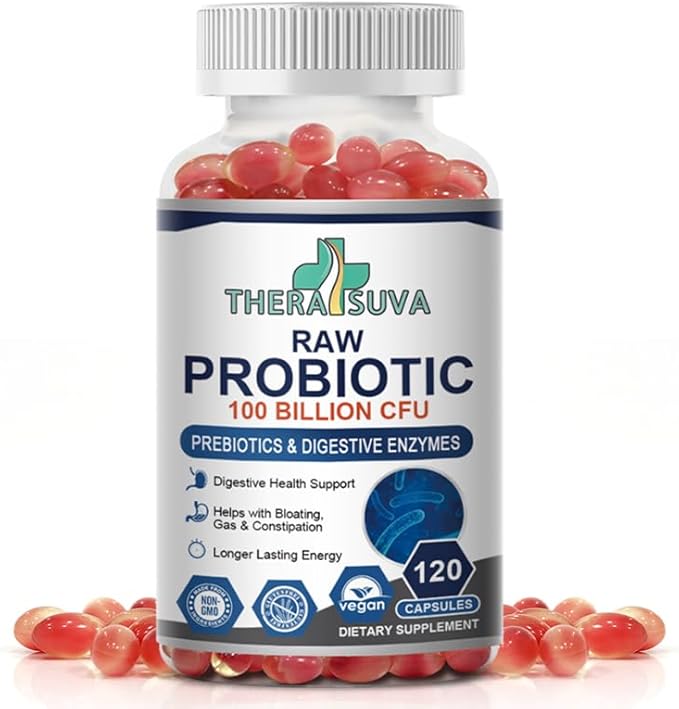 Probiotics 100 Billion CFU – 34 Strains + Organic Prebiotics & Digestive Enzymes – Whole Food Formula for Gut Health, Immune Support & Digestive Balance – 120 Softgels, 60 Day Supply