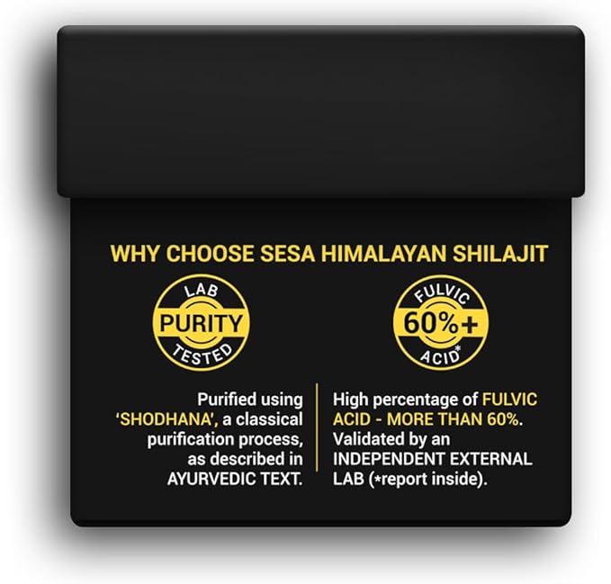 Pure Himalayan Shilajit Resin 100% Ayurvedic 50 Servings of 400mg Helps Boost Strength, 85+ Trace Minerals, Endurance & Immunity 70%+ Fulvic Acid Contains Lab Certificate