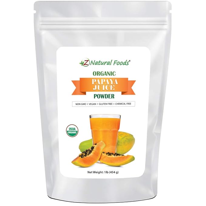Organic Papaya Juice Powder - Tropical Fruit Superfood Drink Mix Supplement - Mix In Smoothies, Shakes, Tea, Cooking Baking Recipes - Non GMO, Gluten Free, Vegan, Kosher - 1 lb