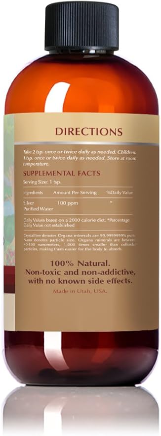 Organa Nano Colloidal Silver 8 oz (100 PPM)- The Best Colloidal Silver - Colloidal Minerals