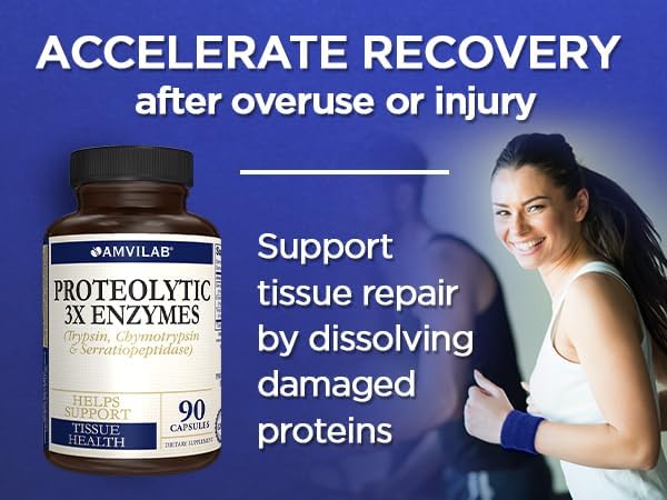 Proteolytic Enzymes 3X - Trypsin, Chymotrypsin & Serrapeptidase - Reduces Edema & Irritation from Tissue Injury - Supports Body Wellness & Recovery - Dietary Supplement - 90 Capsules