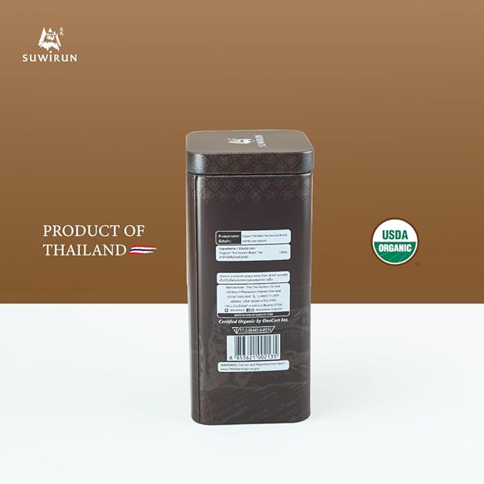 Suwirun Organic Assam Thai Black Tea 25 Bags β Bold, Smooth & Aromatic β Premium Quality, No Additives β Perfect for Hot, Iced & Thai Milk Tea