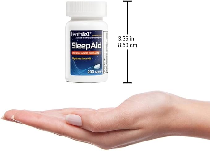 HealthA2Z® Sleep Aid | Doxylamine Succinate 25mg | (200 Counts (Pack of 1))