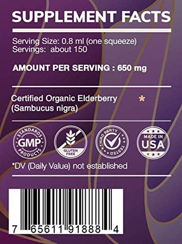 Earth's Love - Elderberry Alcohol-Free Herbal Extract Tincture, Super-Concentrated Elderberry (Sambucus Nigra) Dried Berry (4 Fl Oz)