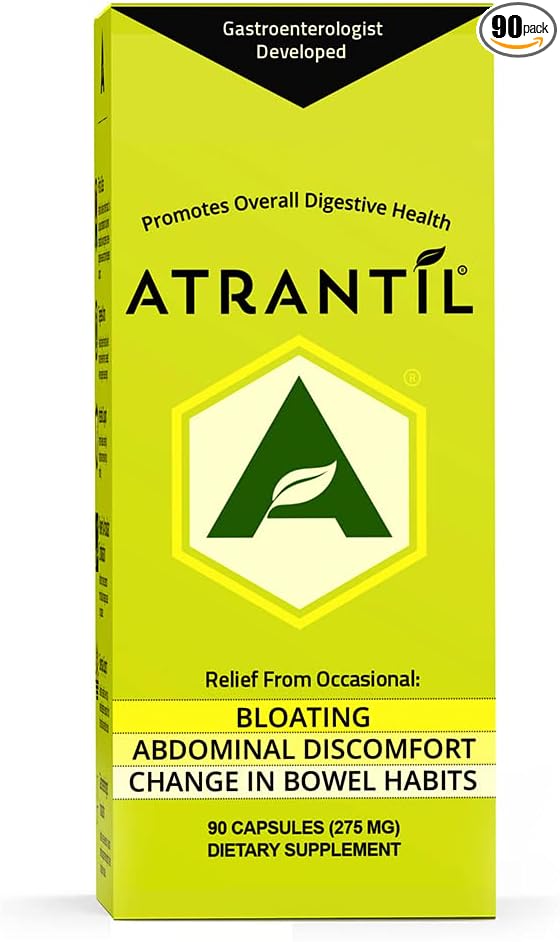 Atrantil 90 Capsules-Antioxidant Packed Polyphenol for Bloating and Gas Relief, Abdominal Discomfort, Constipation, Diarrhea, Postbiotic, Change in Bowel Habits and Everyday Digestive Health.