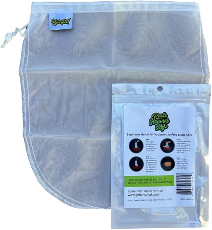 Traditional Kava Social Ceremony Kit - Kava Root Powder, Kava Strainer Bag, Tanoa - Kava Bowl