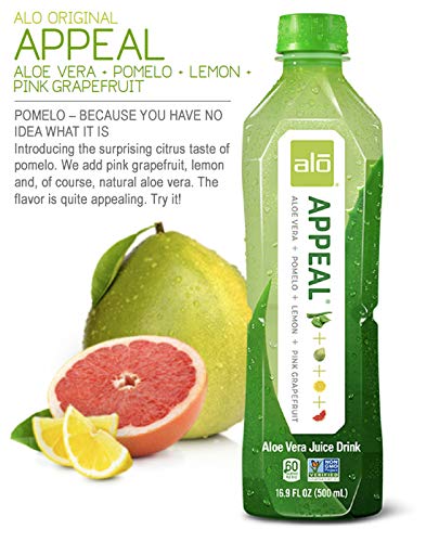 ALO Aloe Vera Juice Drink | APPEAL - Pomelo + Grapefruit + Lemon | 16.9 fl oz, Pack of 12 | Plant-Based Drink with Real Aloe Pulp