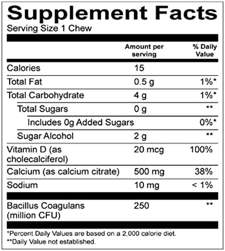 BariatricPal Sugar-Free Calcium Citrate Soft Chews 500mg with Probiotics (90 Count) - Strawberry Twist