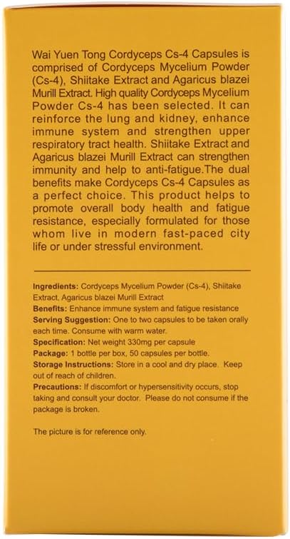 Cordyceps Cs-4 Mycelium Capsules – Energy, Lung & Immune Support, Natural Anti-Fatigue Supplement, 60 Capsules
