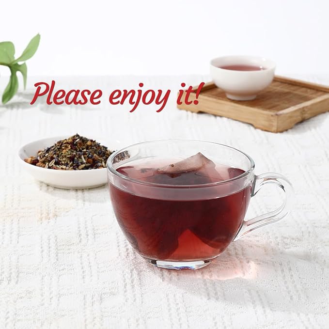 Premium 60 Heart Functional Tea Bags, 9 Natural Superherbs, Pressure Balance Tea, No Artificial Flavors & Caffeine Free.