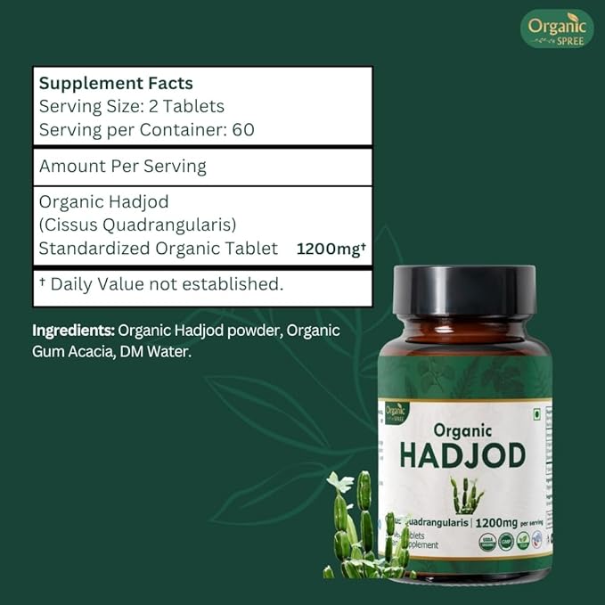 Hadjod 120 Tablets – USDA Organic Cissus Quadrangularis – Supports Joint Strength & Mobility* - Pack of 3