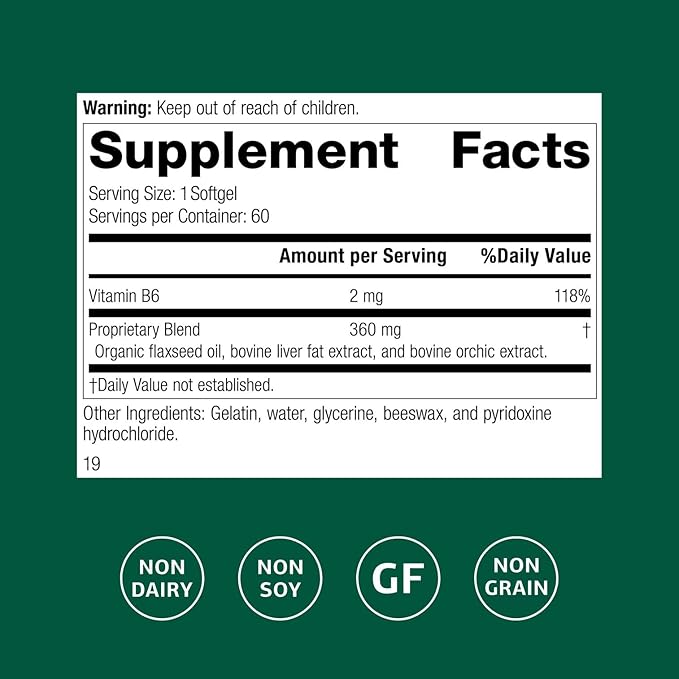 Standard Process Inc. Cataplex F - Whole Food Supplement, Metabolism, Skin Health and Hair Health with Vitamin B6, Flaxseed Oil - 60 Softgels