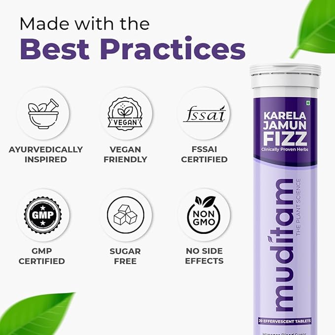 Effervescent Tablets for Sugar Karela Jamun Fizz- Pack of 2