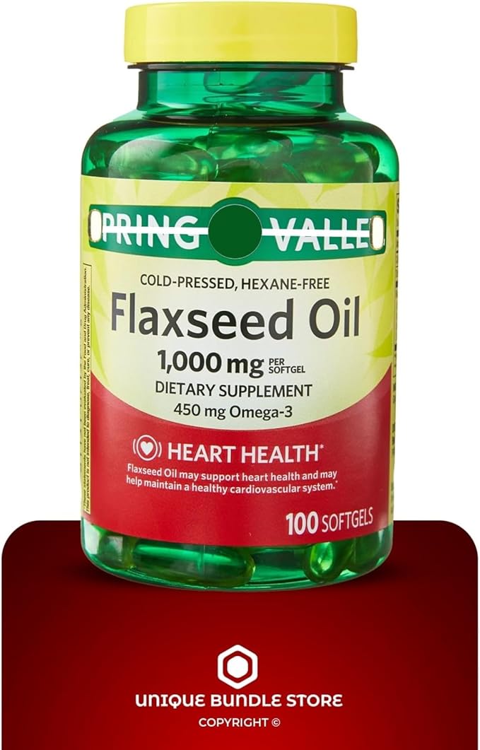 Flaxseed Oil 1000mg, 100 Softgels - Dietary Supplement + 7 Day Pill Organizer Included (Pack of 3)