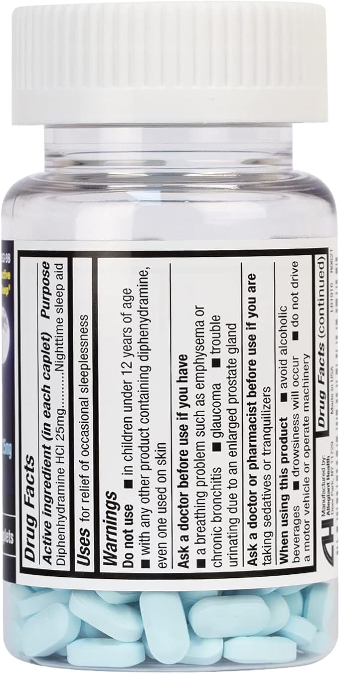 HealthA2Z Sleep Aid 200 Caplets | Diphenhydramine HCl 25mg | Regular Strength Sleeping Pills | Safe & Non-Habit-Forming