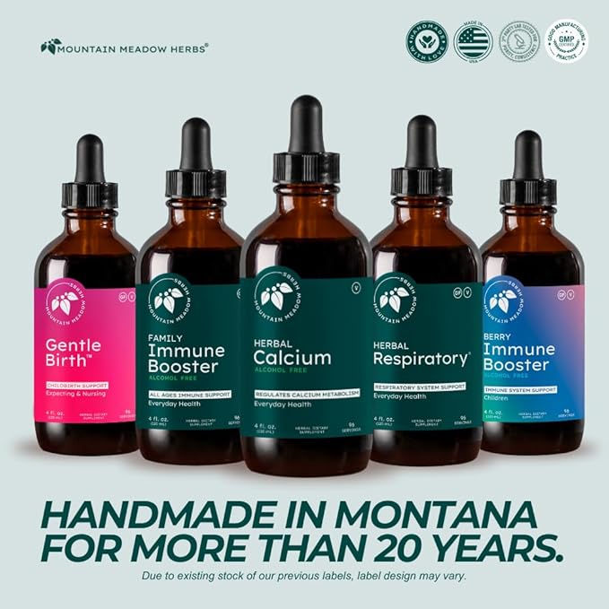 Mountain Meadow Herbs Herbal Calcium – Vegan Liquid Calcium Supplement for Bone & Teeth Support, High Absorption Plant-Based Formula for Adults & Kids - 4 oz