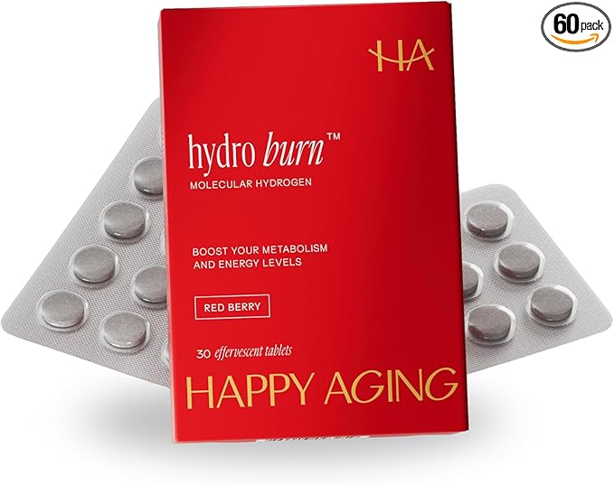 Hydro Burn Effervescent Hydrogen Tablets – Molecular Hydrogen for Longevity, Metabolic Support, Clean Energy & Thermogenic Weight Loss – Antioxidant, Caffeine-Free, 60 Tablets