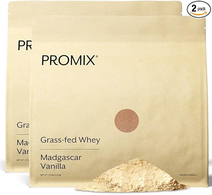 ProMix Nutrition Whey Protein Powder, Vanilla - Grass-Fed & 100% All Natural - Post Workout Fitness & Nutrition Shakes, Smoothies, Baking & Cooking Recipes - 2.5 Pound (Pack of 2)
