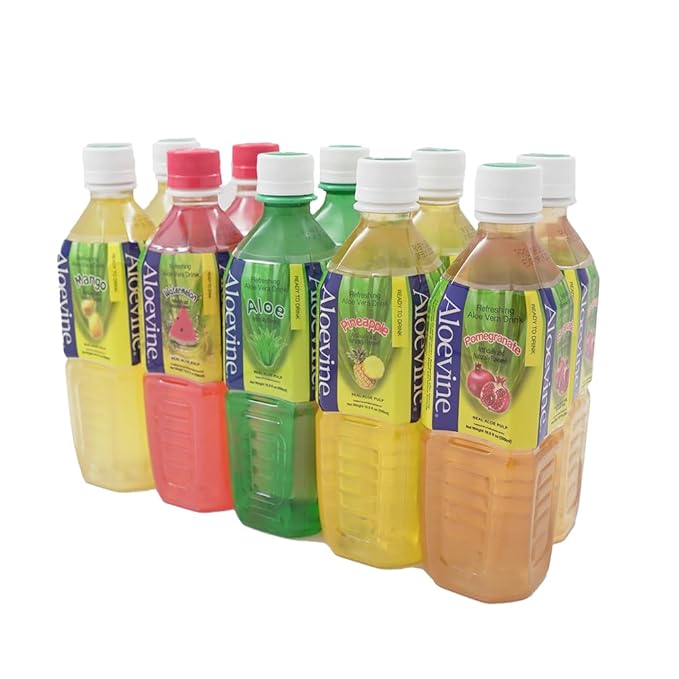 Aloevine Aloe Vera Drink juice l variety |16.9 oz. pack of 10 l 2 original, 2 watermelon, 2 mango, 2 pomegranate, 2 pineapple | plant based Vegetable Korean drinks