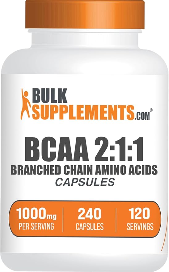 BulkSupplements.com BCAA 2:1:1 Capsules - Branched Chain Amino Acids, BCAA Supplements, BCAA Capsules, BCAA Pills - Gluten Free, 240 Capsules (Pack of 1)