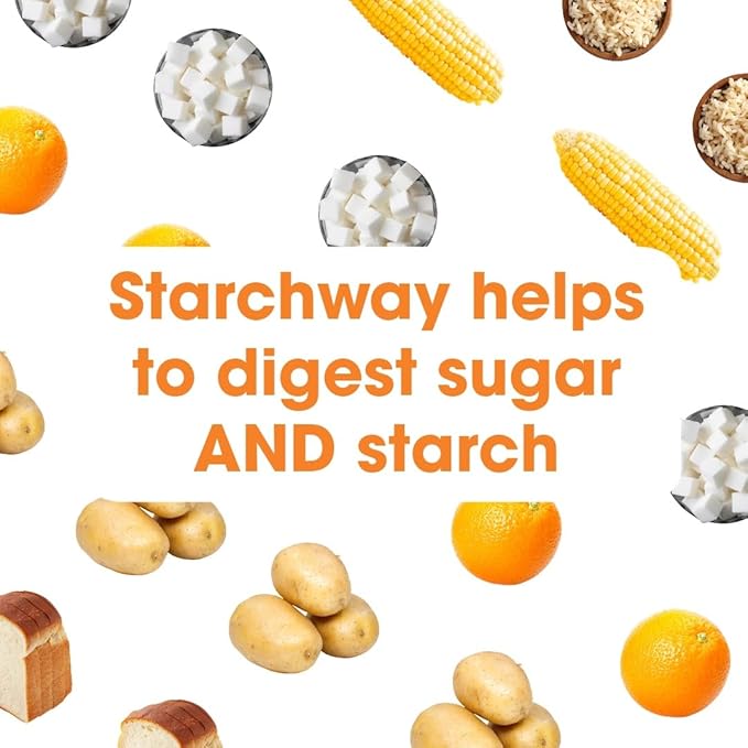 Starchway Digestive Enzymes - testpack 6 capsules | Supplement for Starch & Sucrose Intolerance | Helps Digest Sugars & Starchy Foods | Invertase & Gluco-Amylase Enzymes | Vegan | Low FODMAP