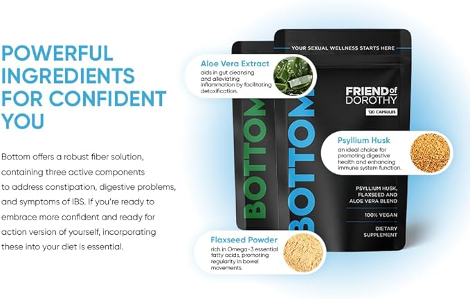 Bottom Fiber Supplement for Effortless Prep Time - Helps Promote Digestive Regularity - Psyllium Husk Based - for Men Who Bottom, 120 Capsules