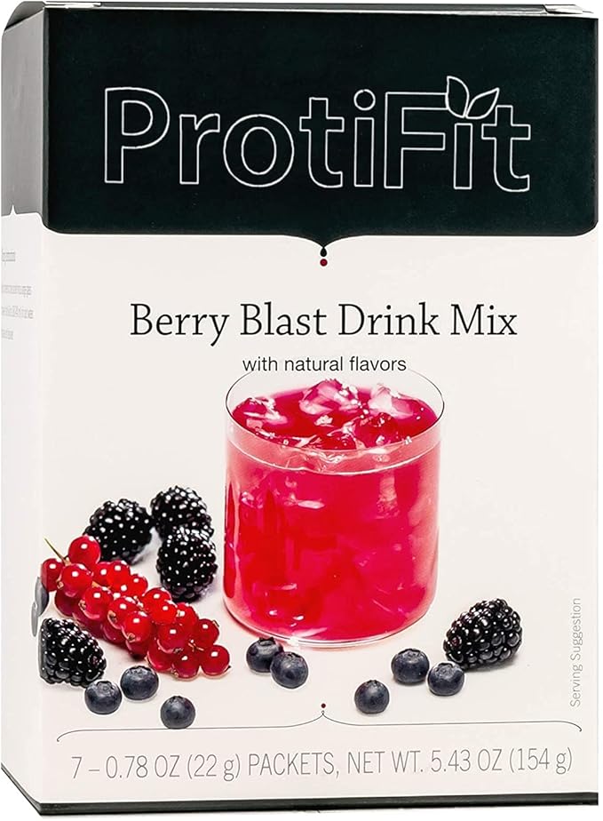 High Protein Fruit Flavored Powder Drink Mix, 15g Protein, Low Calorie, Sugar Free, Ideal Protein Compatible, 7 Servings Per Box (Berry Blast)