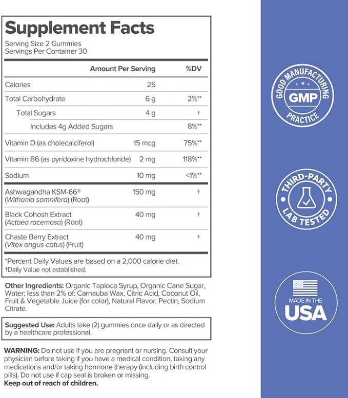 O Positiv MENO Gummies for Menopause, 30 Servings (Pack of 1) - Hormone-Free Supplements for Women with Black Cohosh & Ashwagandha KSM-66 - Helps Alleviate Hot Flashes, Night Sweats, & Mood Swings