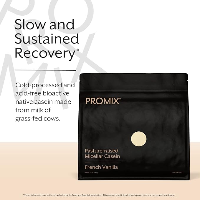 ProMix Nutrition Casein Protein Powder - Grass Fed, Pasture Raised, Slow Release Micellar Casein - Gluten-Free - Vanilla, 2.5 Pound (Pack of 1)