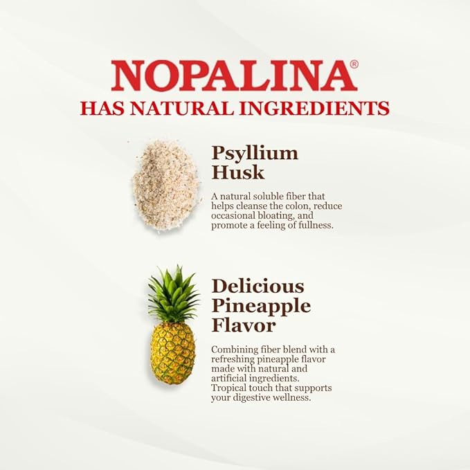 Nopalina Fiber Formula | Pineapple | 1 Lb Bag | 30 Servings | Flax Seed, Psyllium, Oat and Wheat Bran, Omega 3, 6 & 9 | Can Help with Regularity & More | The Original