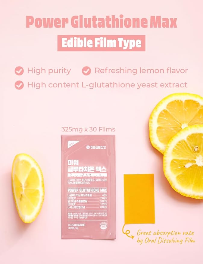 Power Glutathione Max Edible Film Type 1 Pack - Fast Absorption (325mg x 30 Films)