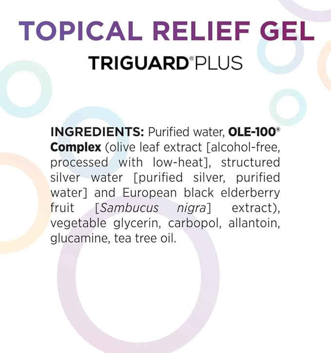 TriGuard Plus Colloidal Silver Topical Recovery Gel Natural Structured Silver Water & European Elderberry 3.4oz / 100ml