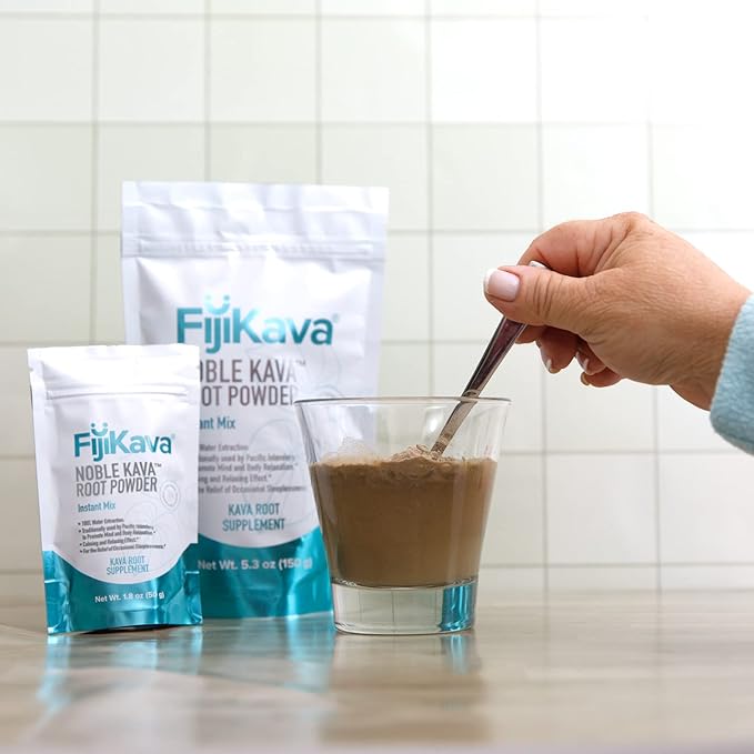 FijiKava Instant Kava Kava Powder 50g – Premium Kava Root Powder with High Kavalactone Content – Natural Relaxation Aid for Calmness, Stress Relief, and Sleep Support – Easy-to-Mix