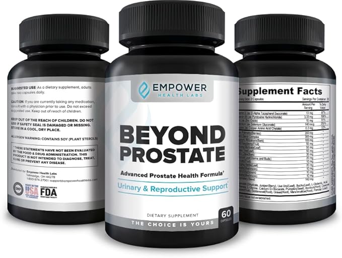 Empower Health Beyond Prostate Supplement – Prostate Health Support with Saw Palmetto, Zinc, Red Raspberry, and Stinging Nettle – Urinary and Prostate Wellness Complex – 60 Capsules