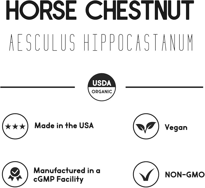 Horse Chestnut Extract 500 mg 120 Servings | Varicose Veins and Blood Vein Health | Vegetarian, Non-GMO & Gluten Free