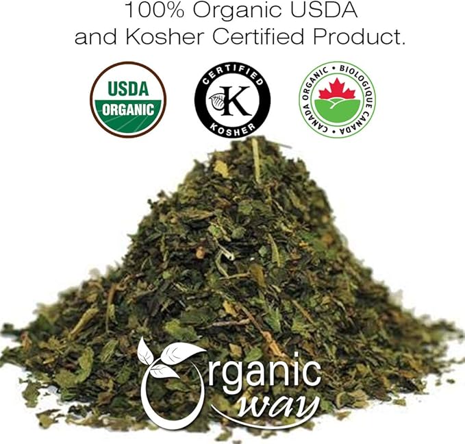Organic Way Stinging Nettle Leaf Cut & Sifted (Urtica dioica) - Herbal Tea | European Wild-Harvest | Kosher Certified | Vegan, Non GMO & Gluten Free | USDA Certified | Origin - Albania (8 Oz)