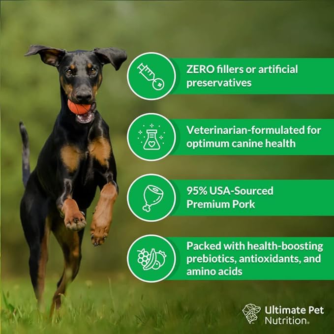 ULTIMATE PET NUTRITION Nutra Complete Freeze Dried Raw Dog Food, Veterinarian Formulated with Antioxidants, Prebiotics & Amino Acids (5 Ounce, Pork)