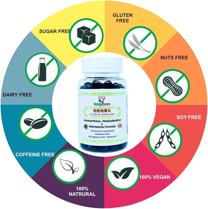 Zhi Bai Di Huang Wan 知柏地黄丸- Anemarrhena, Phellodendron & Rehmannia Formula - Nourish Yin, Lower Pathogenic Fire, Reduce Excessive Heat - All Natural Herbs - 400 Ct (2 Bottle)