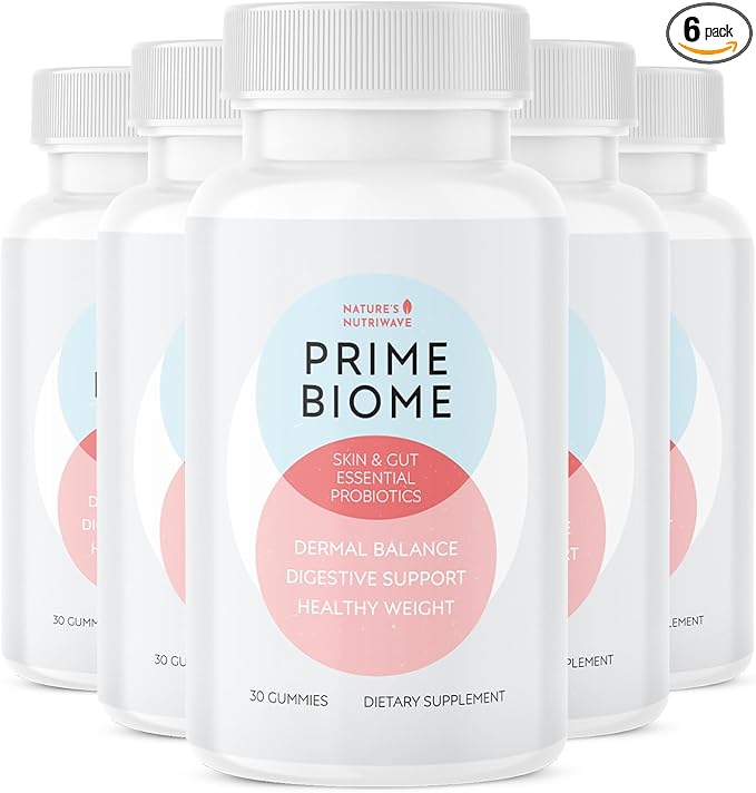 PrimeBiome Probiotic Gummies – Plant-Based Blend with Inulin, Lion’s Mane, Ginger & More– Non-GMO, No Stimulants, GMP Certified – 30 Gummies, 6 Month Supply